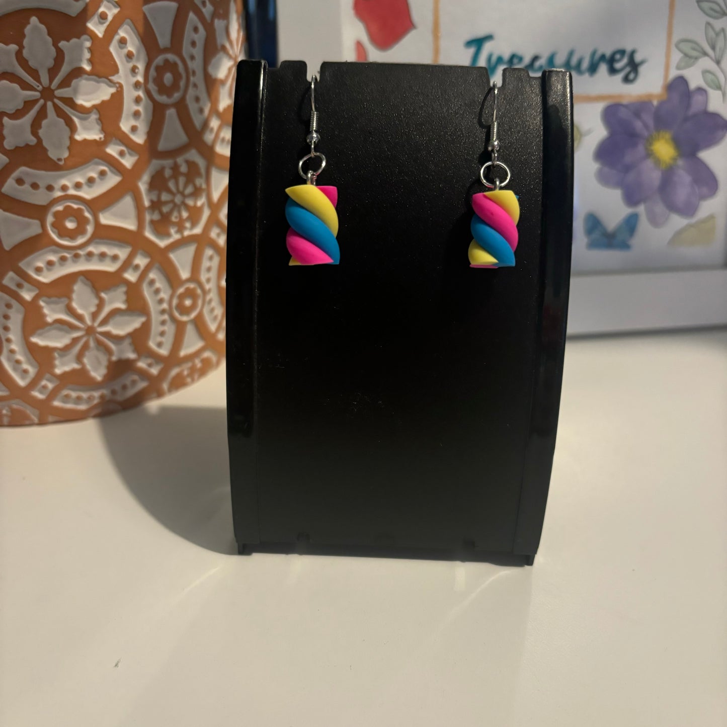 Marshmallow Earrings - Vibrant Pink, Yellow, & Blue