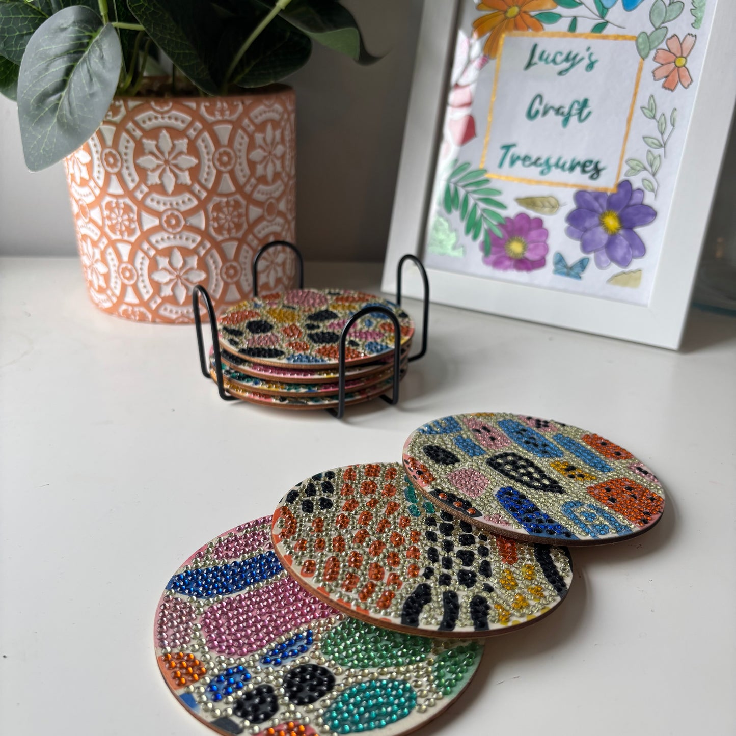 Set of 8 Abstract Diamond Coasters