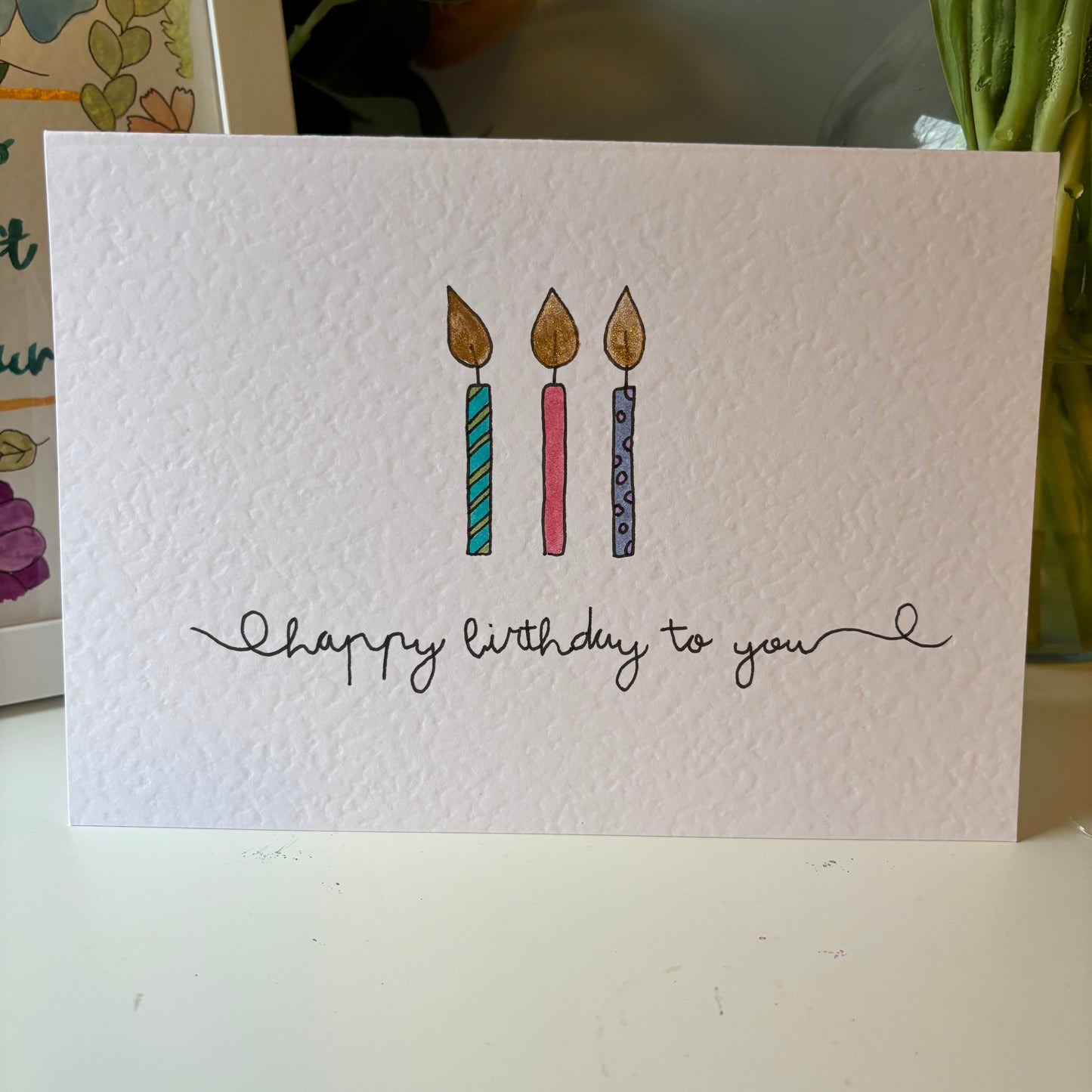 Happy Birthday 3 Candles Card