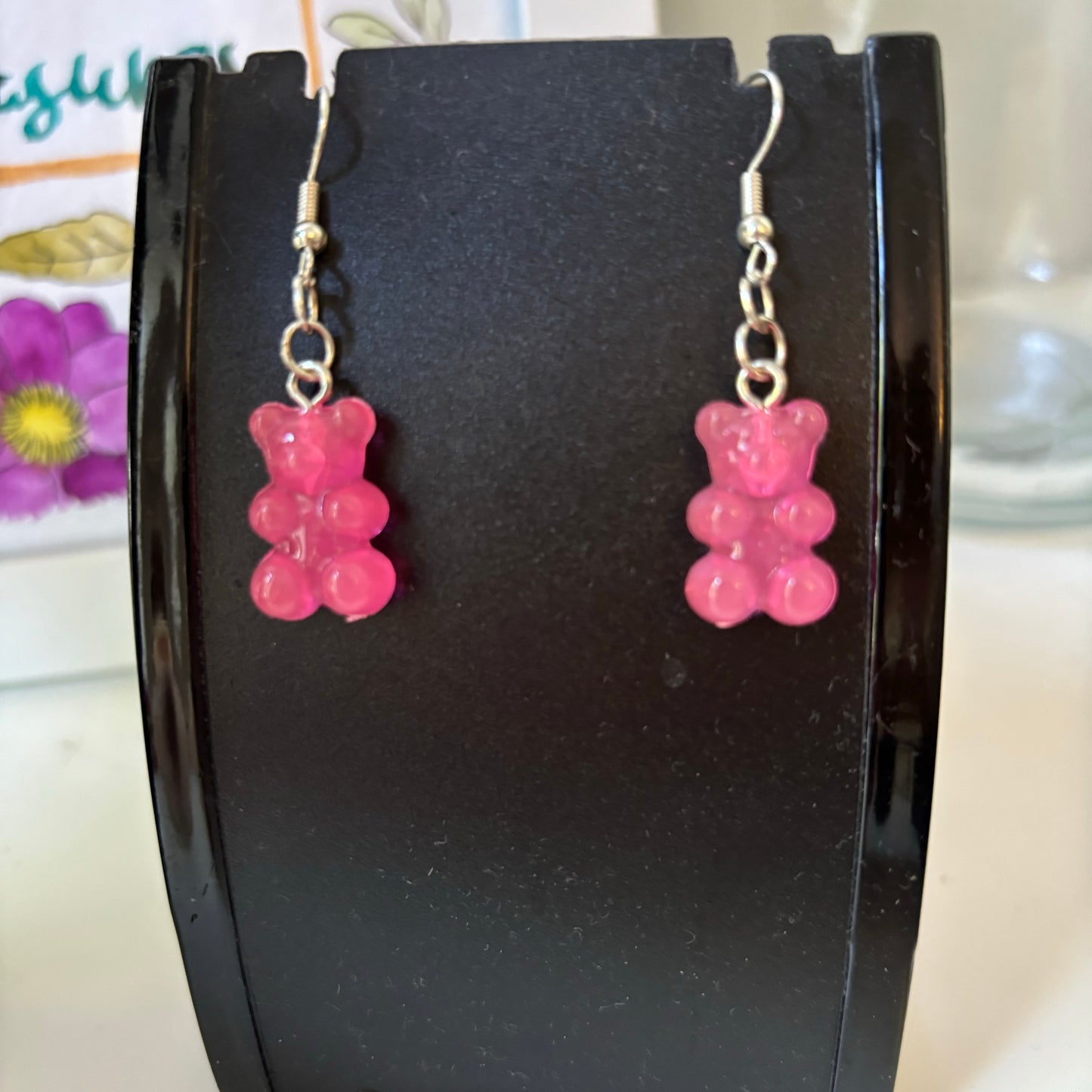 Pink Gummy Bear Necklace and Earrings Set