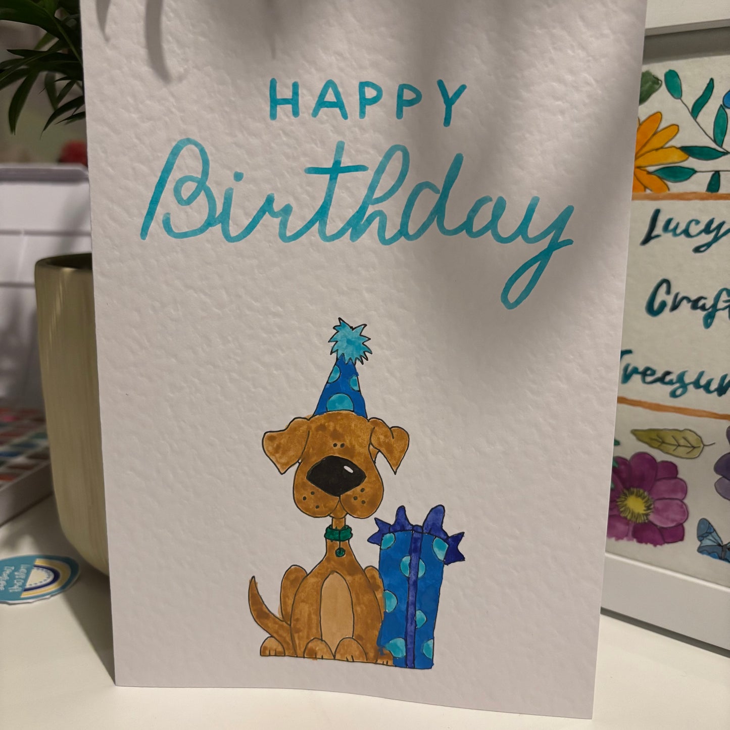 Happy Birthday Green Dog Card