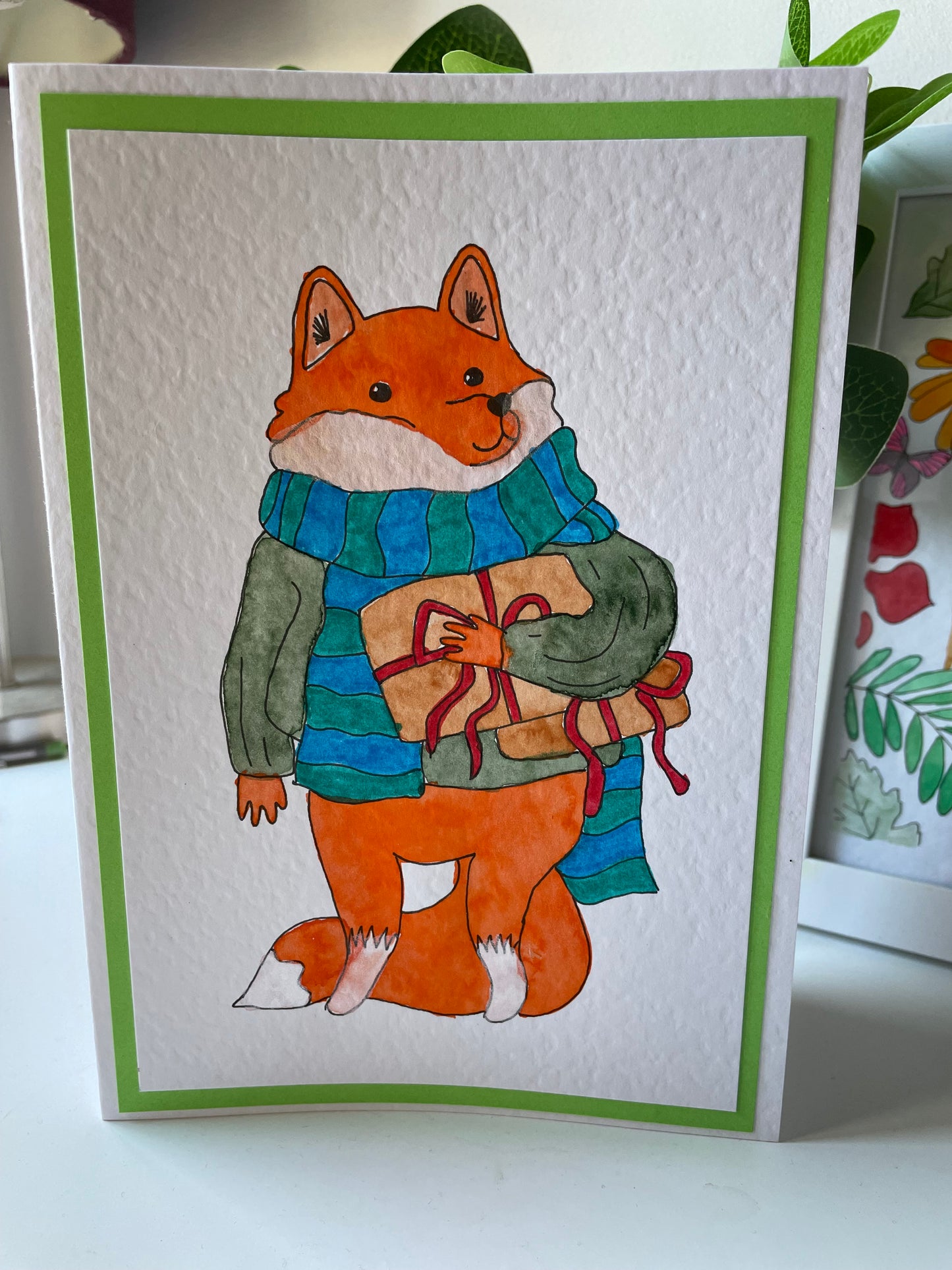 Christmas Fox Green Trim