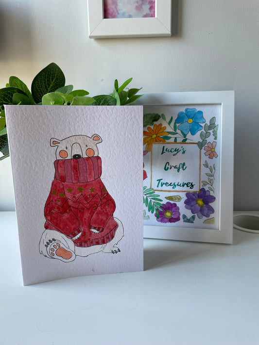 Polar Bear Red Jumper Card