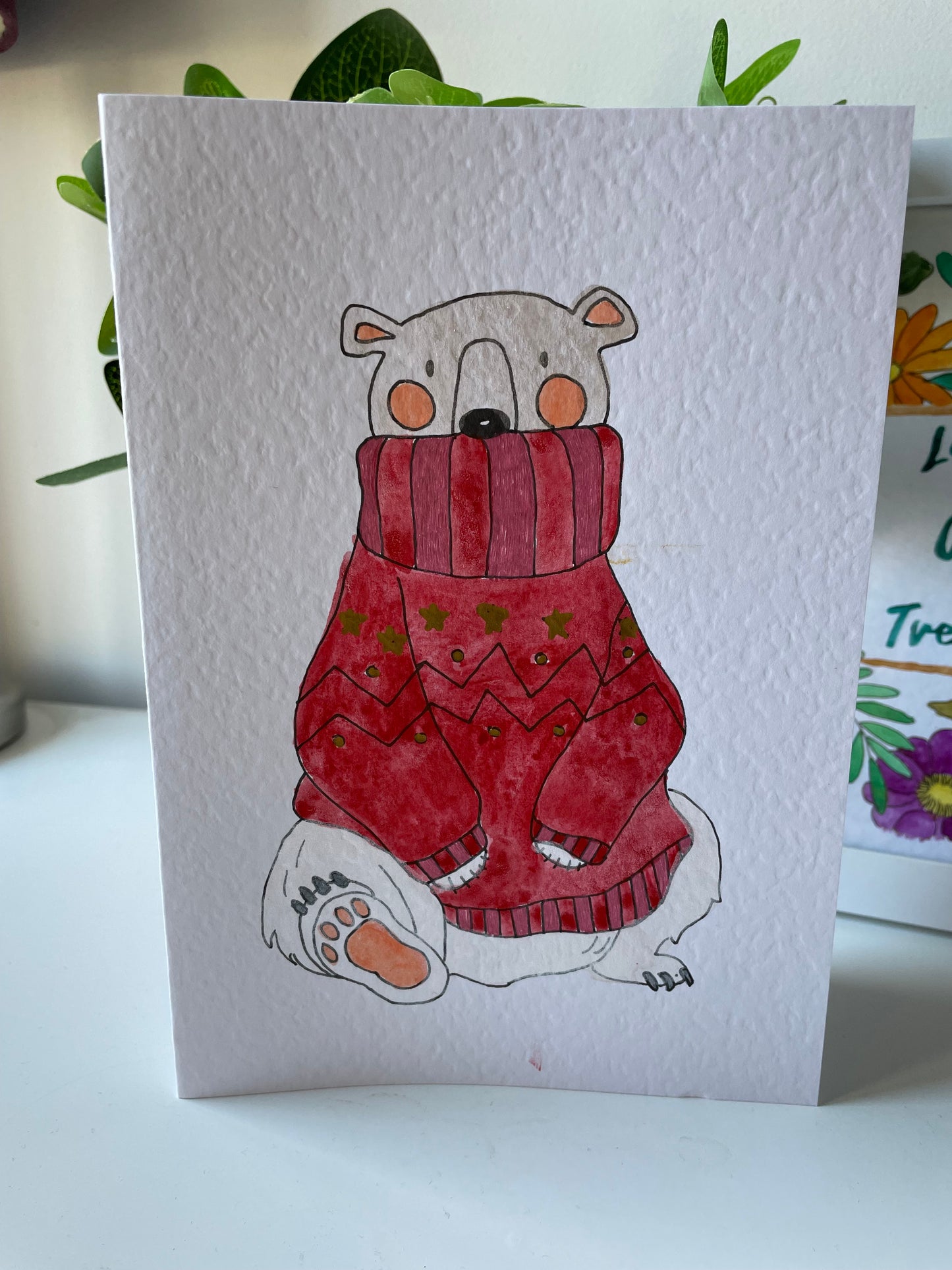 Polar Bear Red Jumper Card