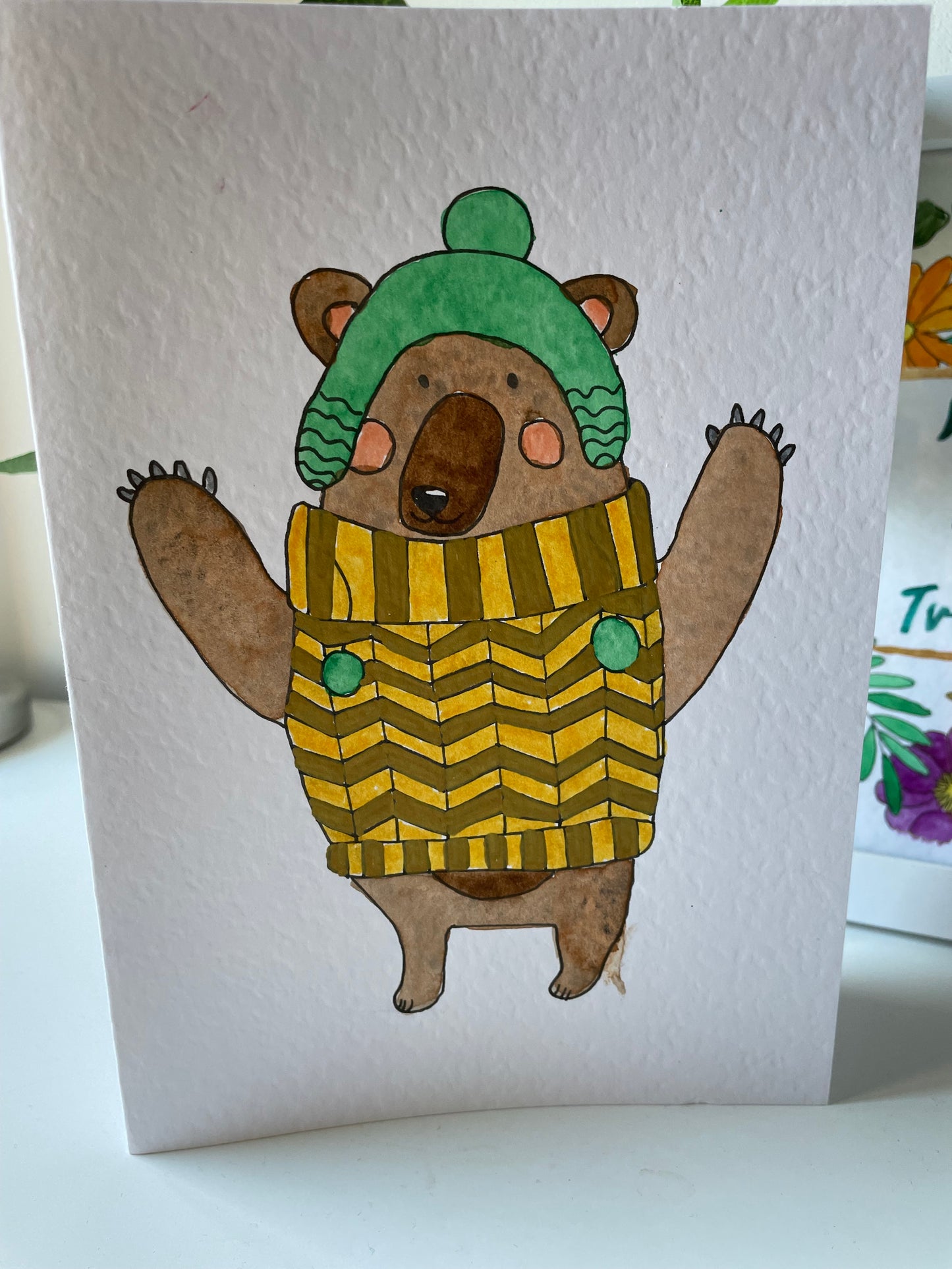 Brown Bear Yellow Jumper Card