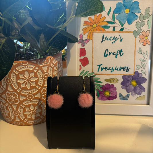 Pink Fluffy Earrings