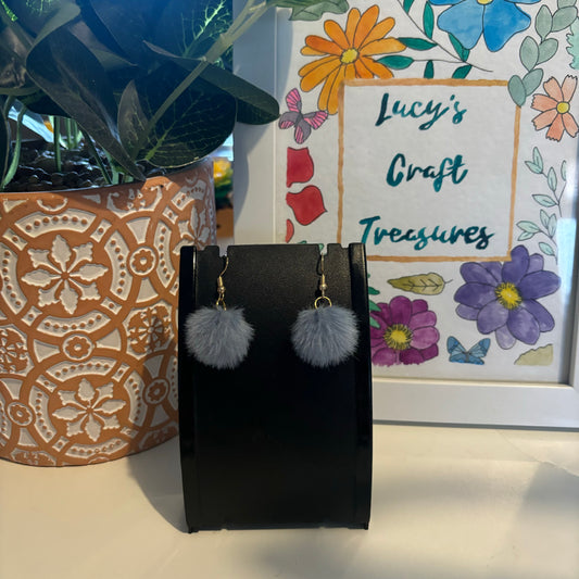 Blue/Grey Fluffy Earrings