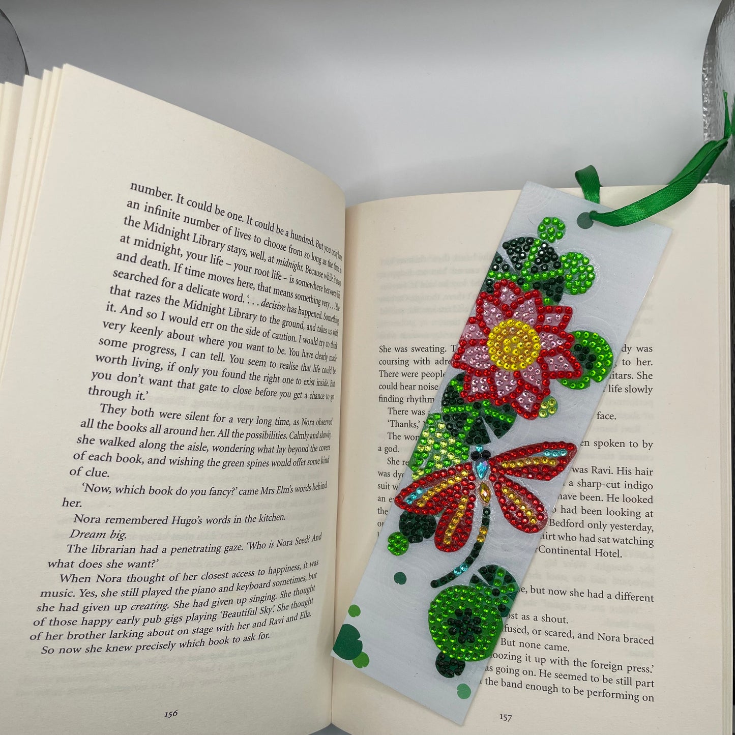 Diamond Bookmark - Red Dragonfly