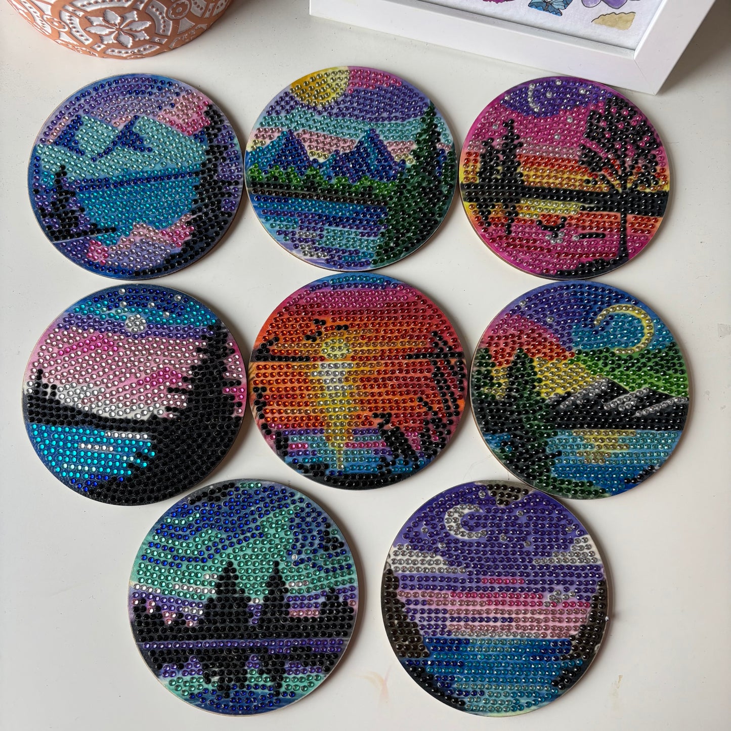 Set of 8 Landscape Diamond Coasters