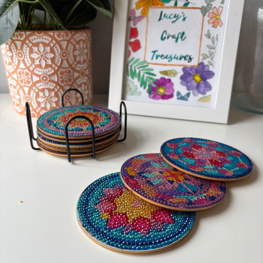 Set of 8 Mandala Diamond Coasters