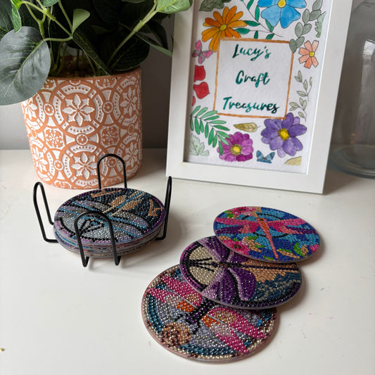 Set of 8 Dragonfly Diamond Coasters
