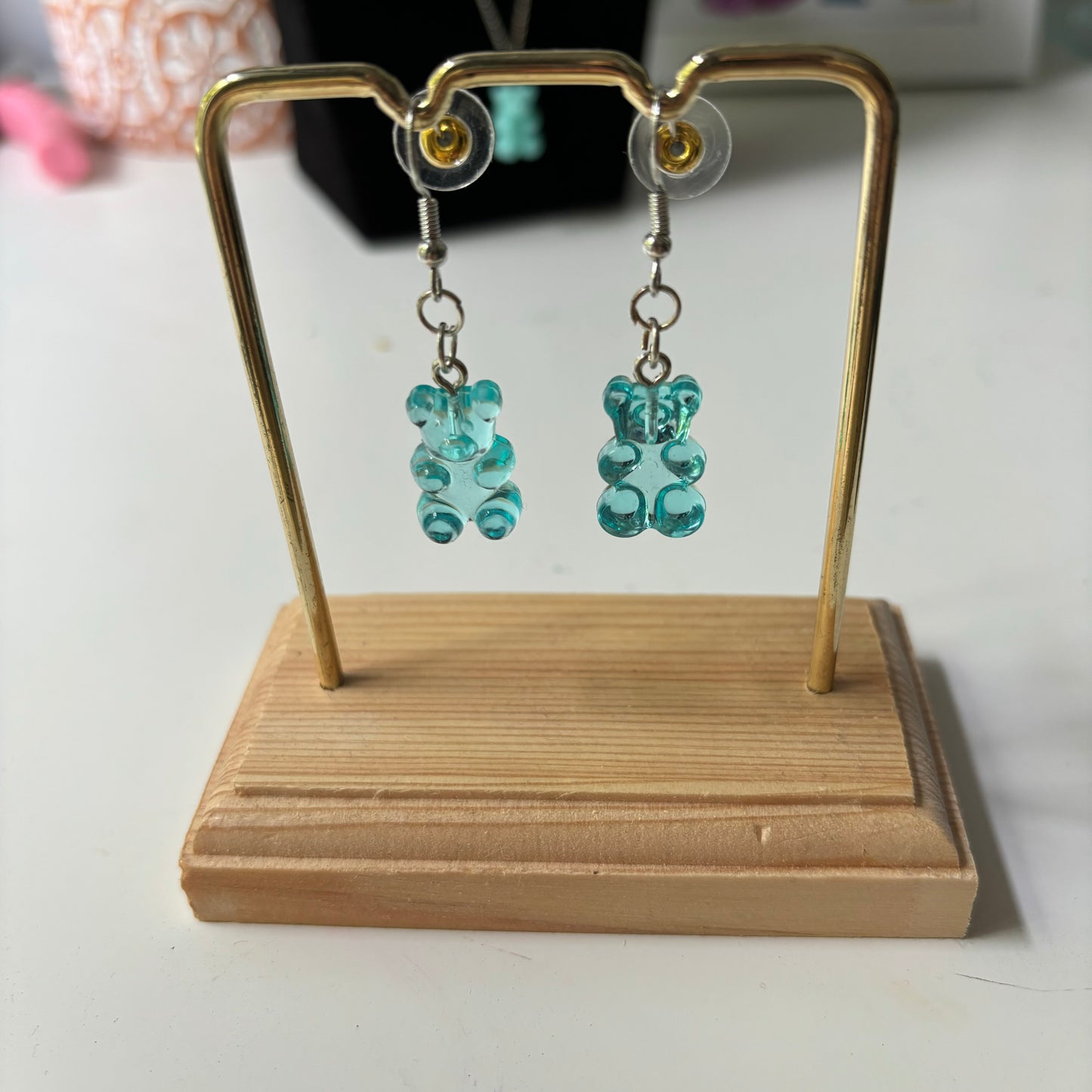 Turquoise Gummy Bear Necklace and Earrings Set