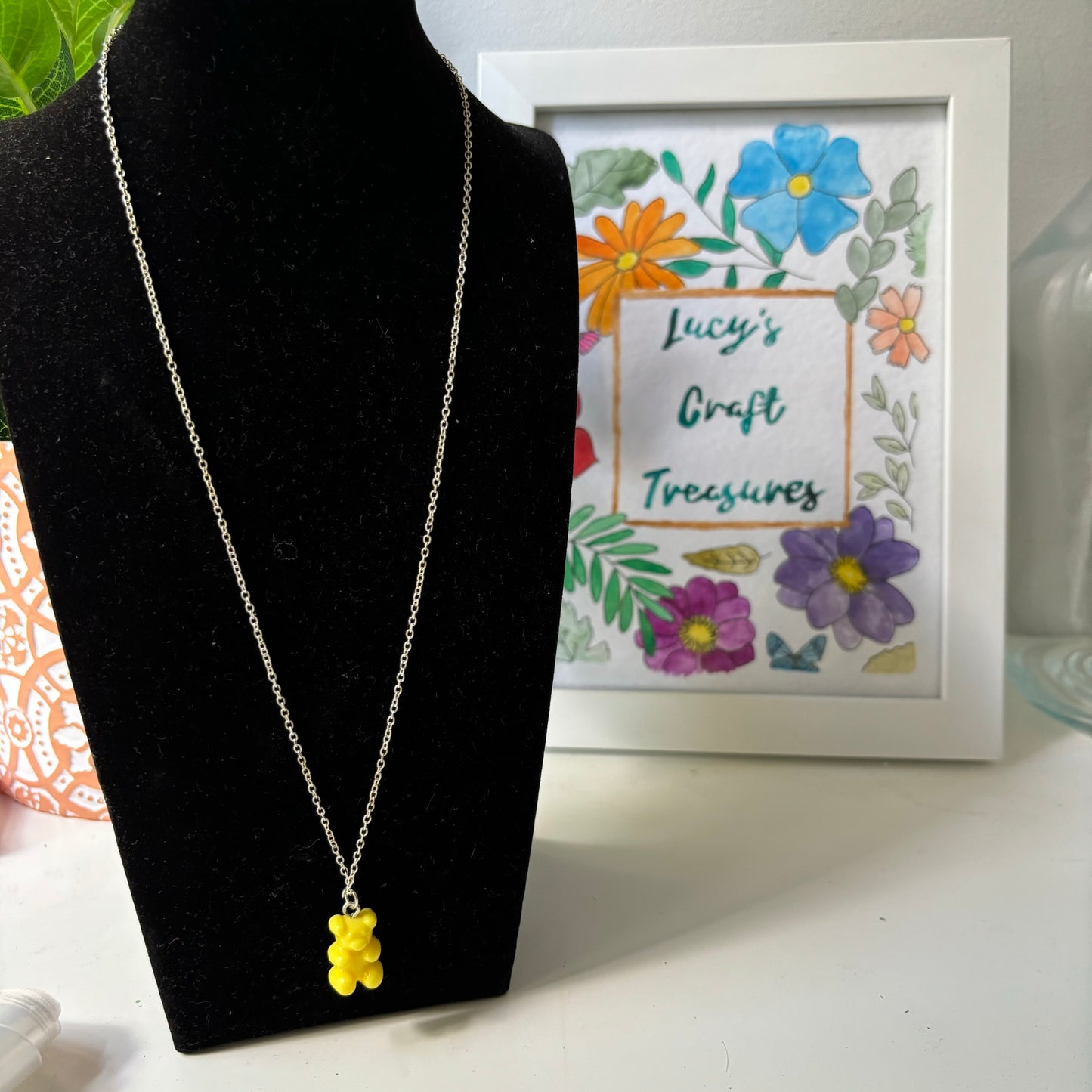 Yellow Gummy Bear Necklace - Silver 19cm