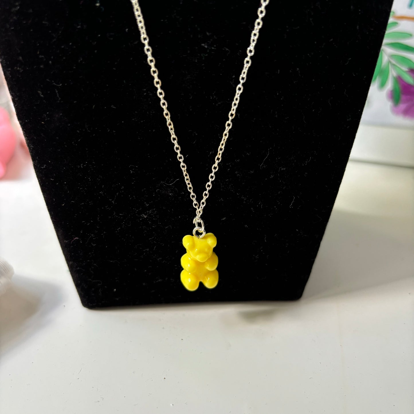 Yellow Gummy Bear Necklace - Silver 19cm