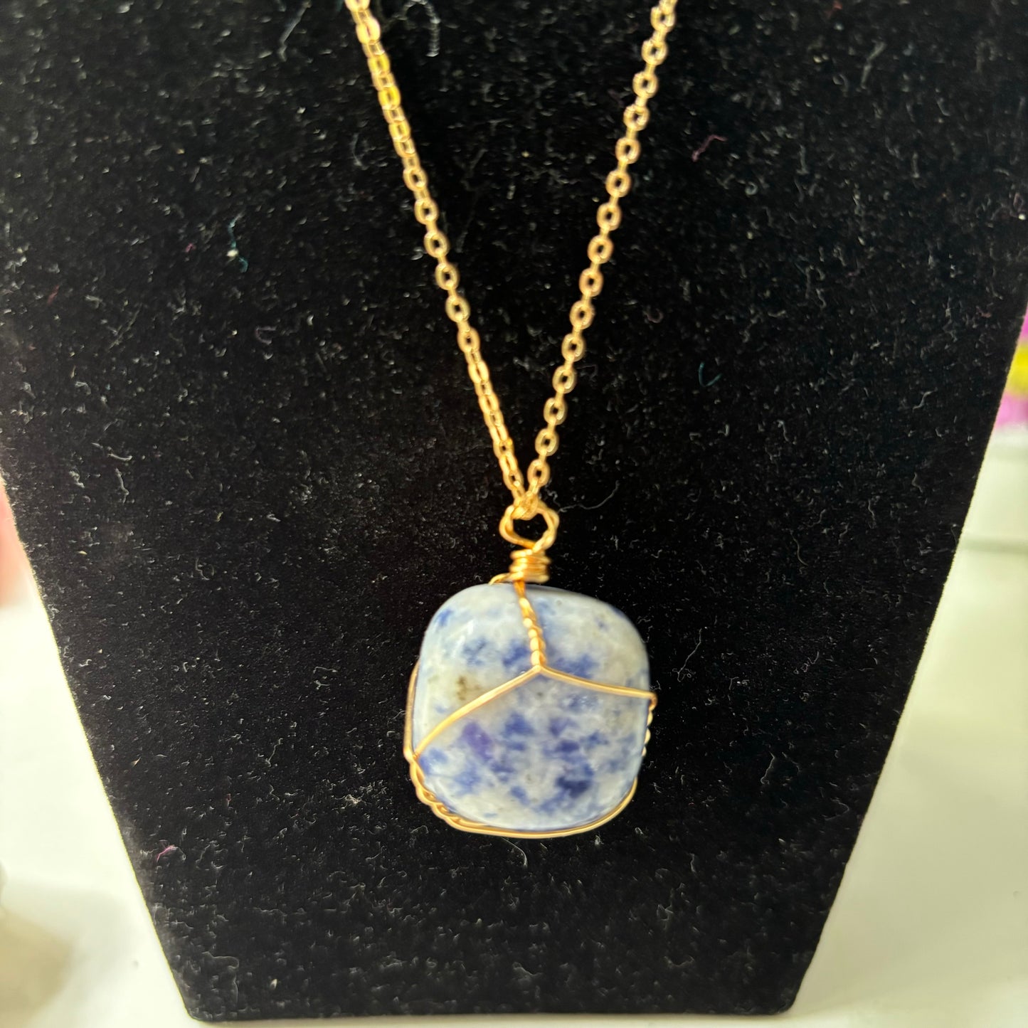 Blue Stone Gold Necklace - 19cm