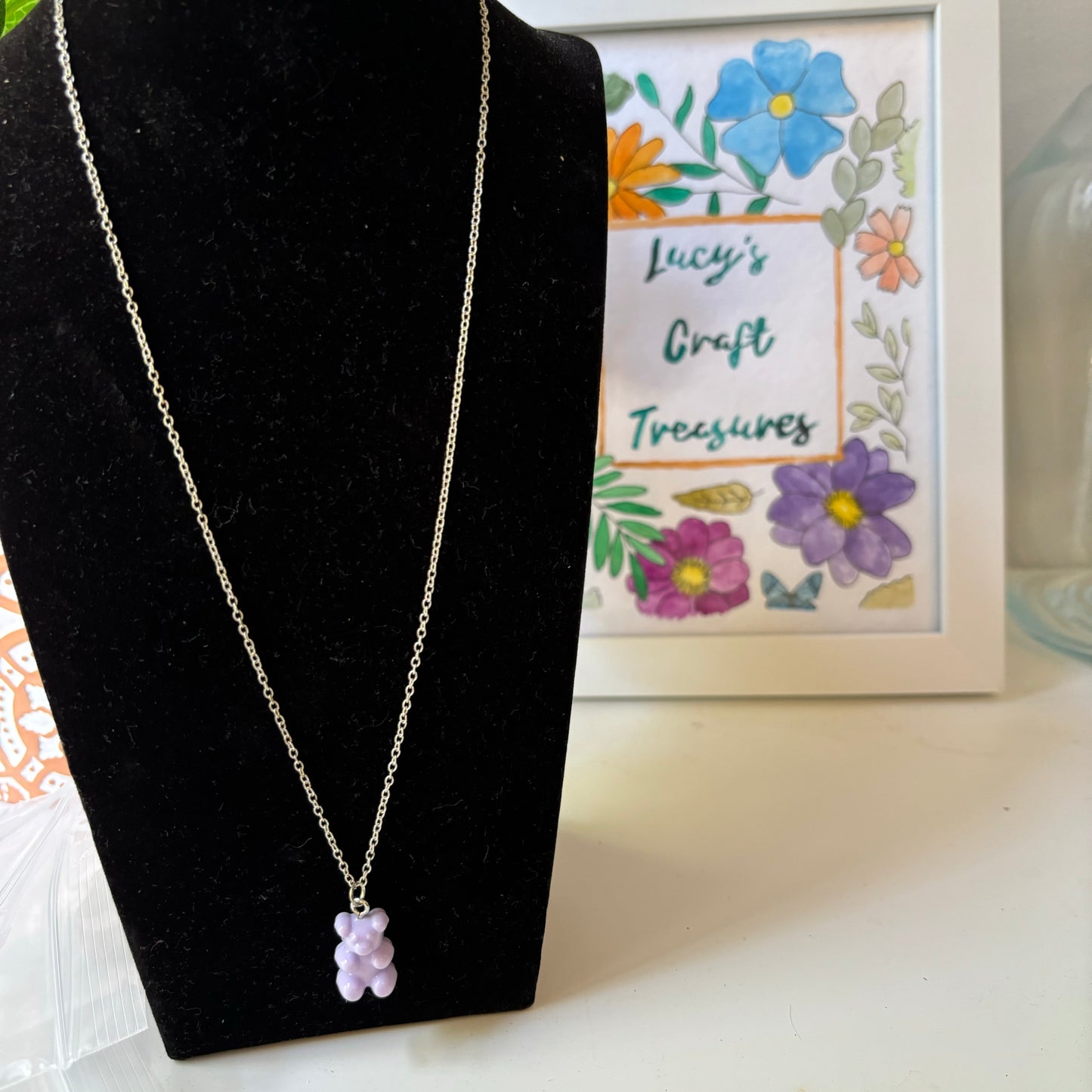 Purple Gummy Bear Necklace - 19cm