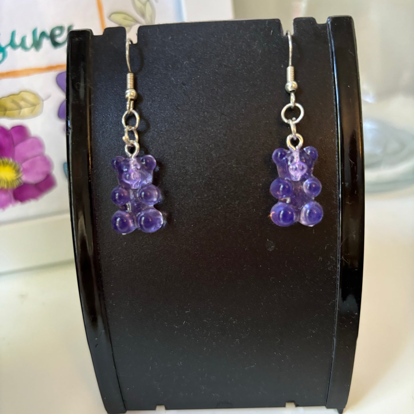 Purple Gummy Bear Necklace and Earrings Set