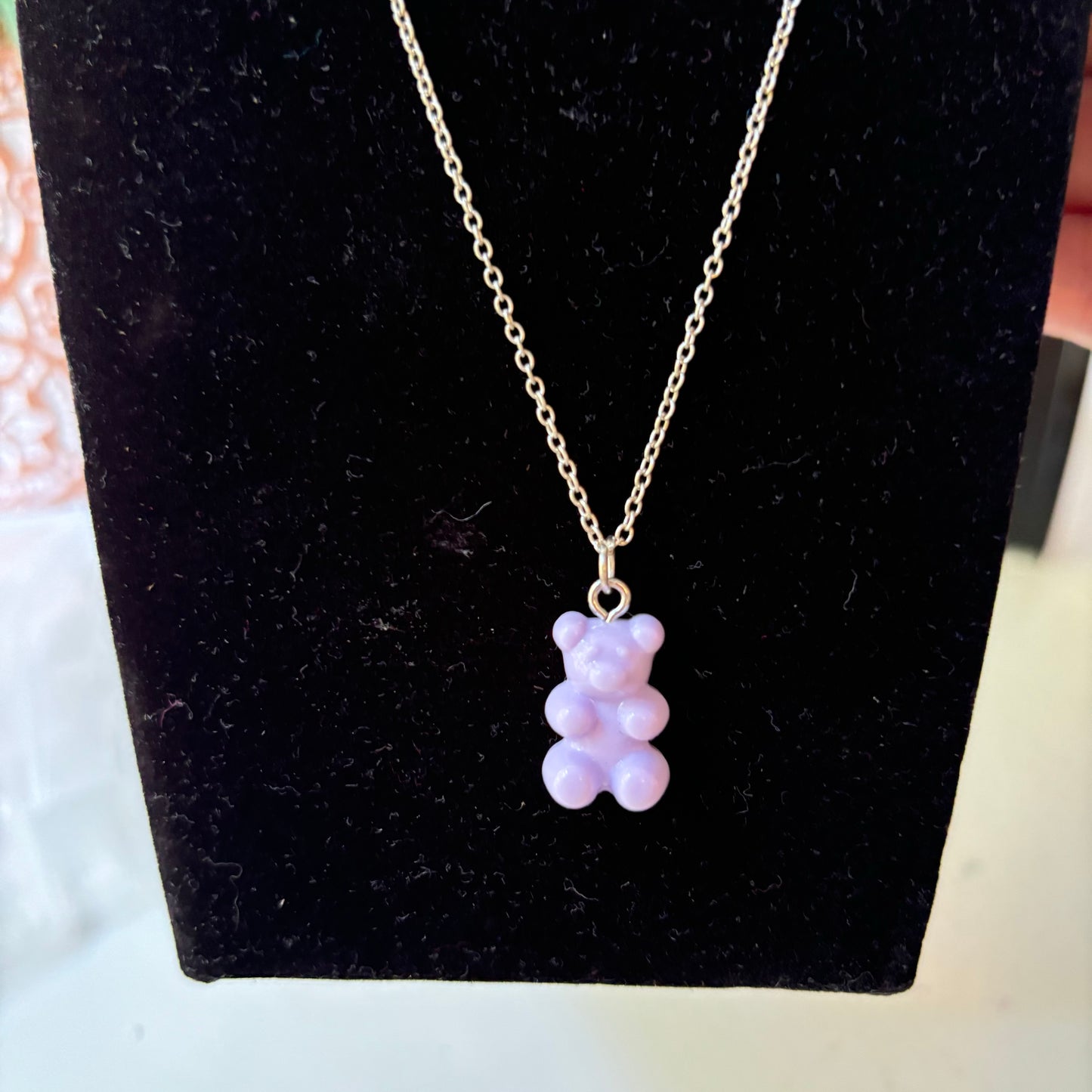 Purple Gummy Bear Necklace and Earrings Set