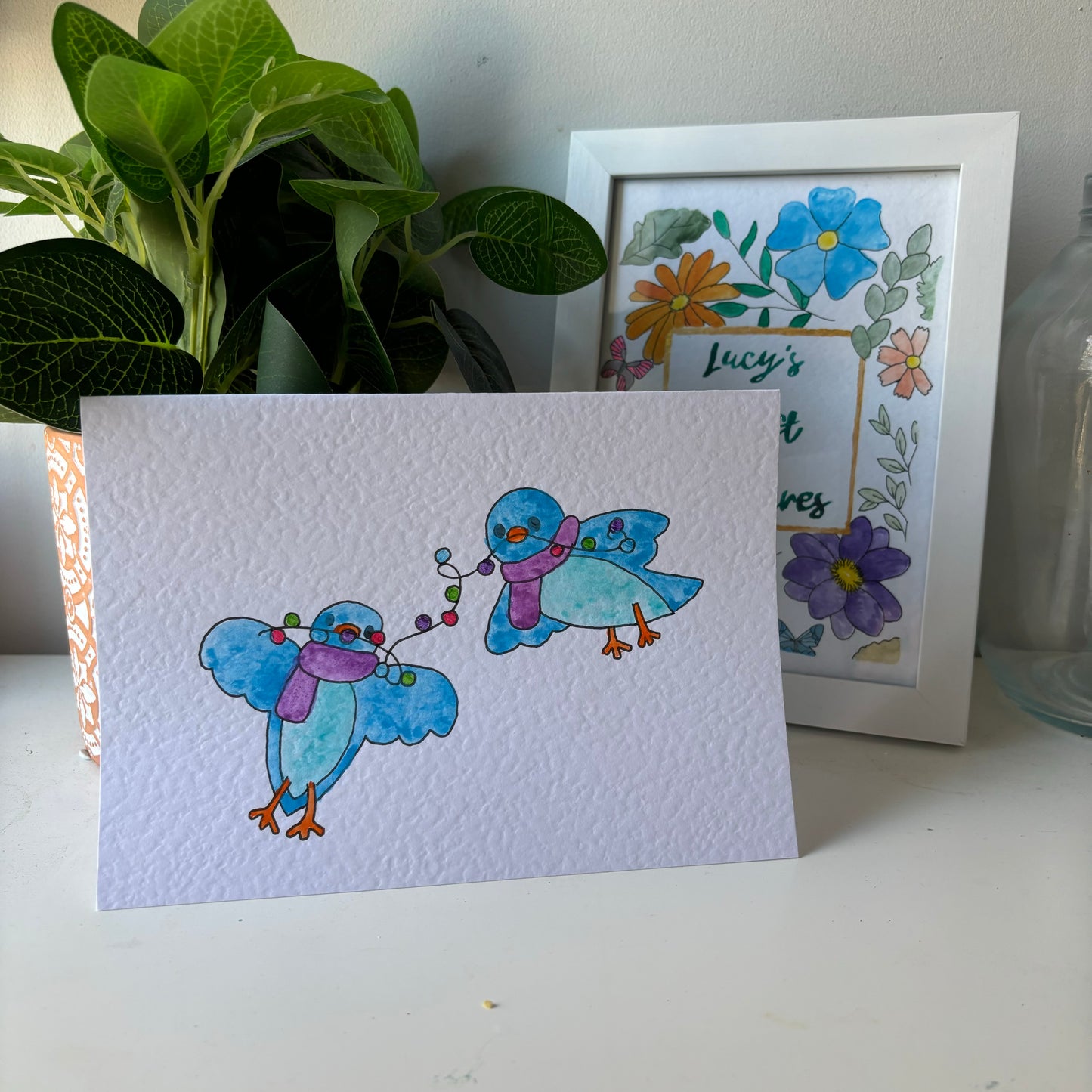 Christmas Birds with LIghts Card