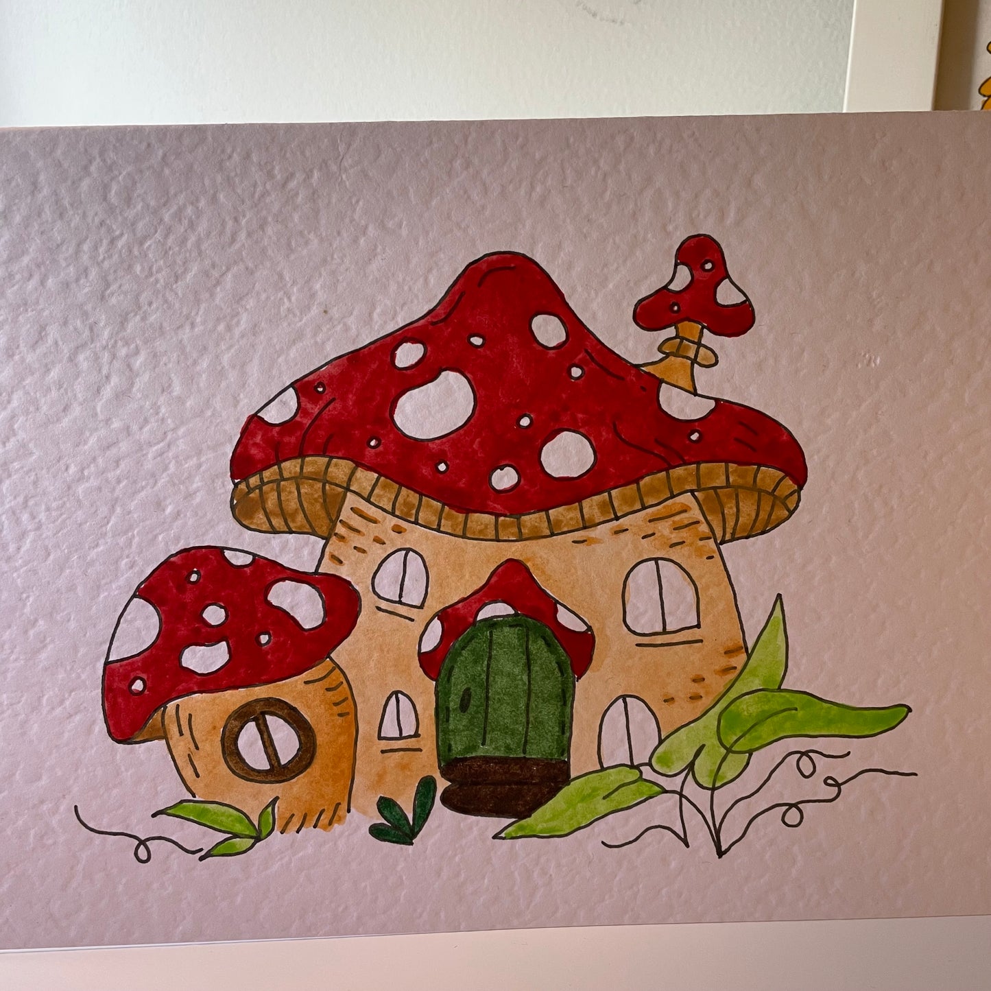 Mushroom House Greetings Card