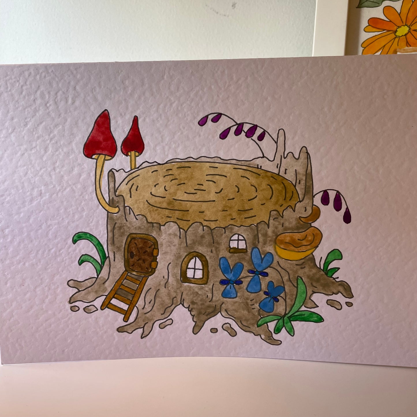 Tree Stump House Greetings Card