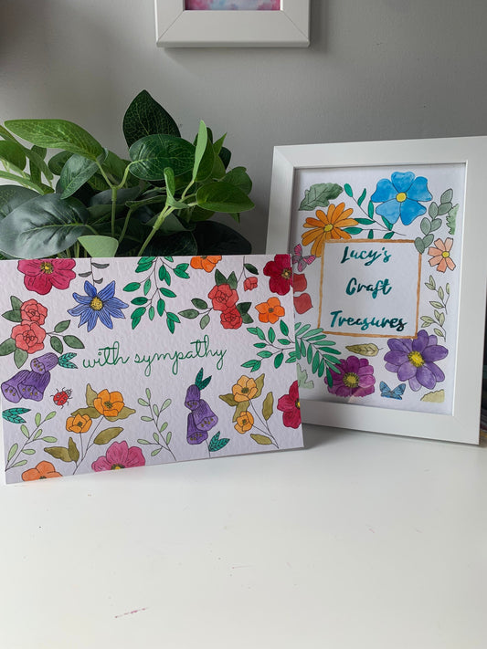 With Sympathy Floral Card