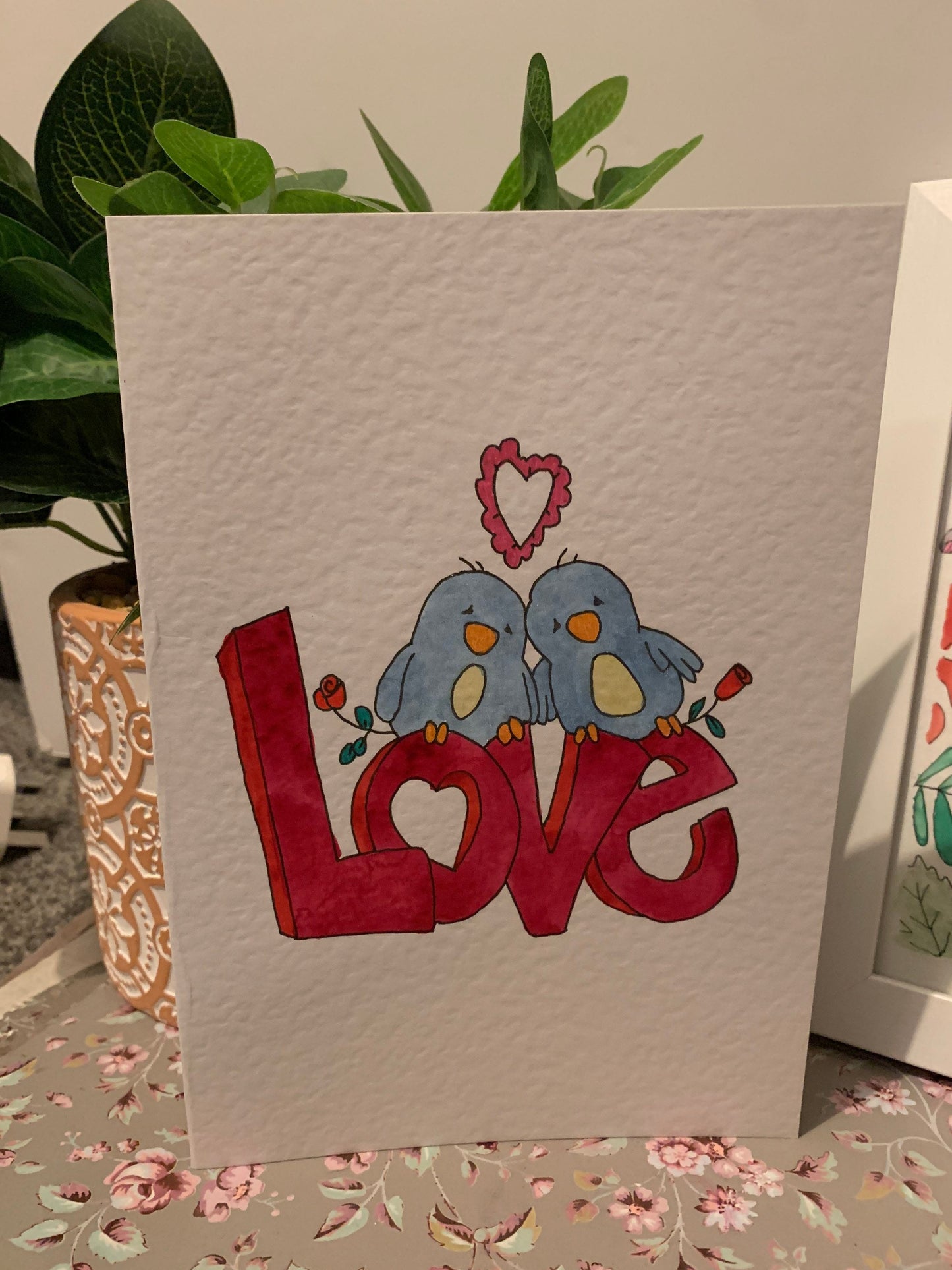 Handmade Bluebird Love Card