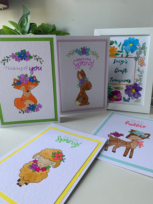 Handmade Set of 4 Spring Themed Cards