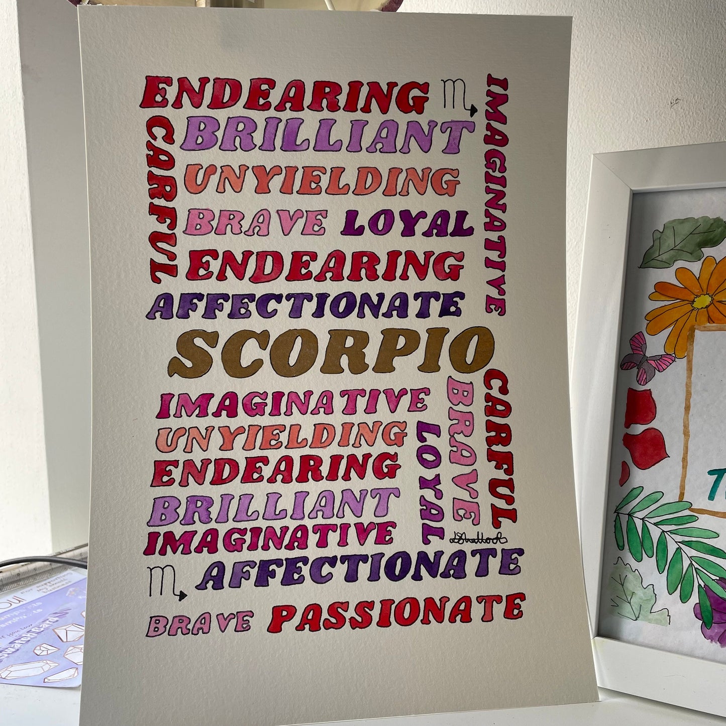 Zodiac poster 'Scorpio' A4 watercolour